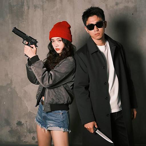 Dramatic Standoff in Dim Lighting