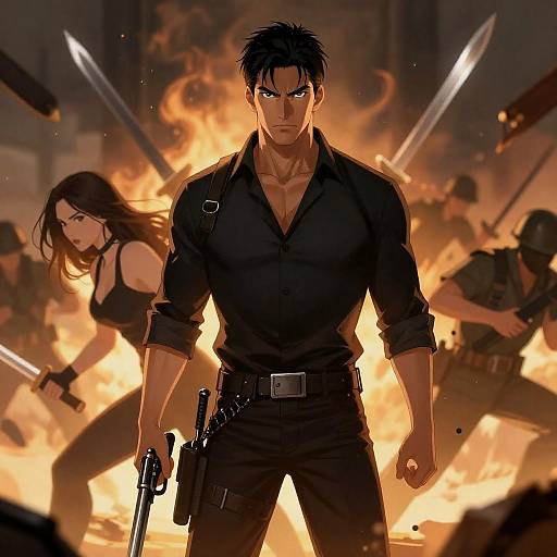 Dramatic Comic Battle Scene Illustration