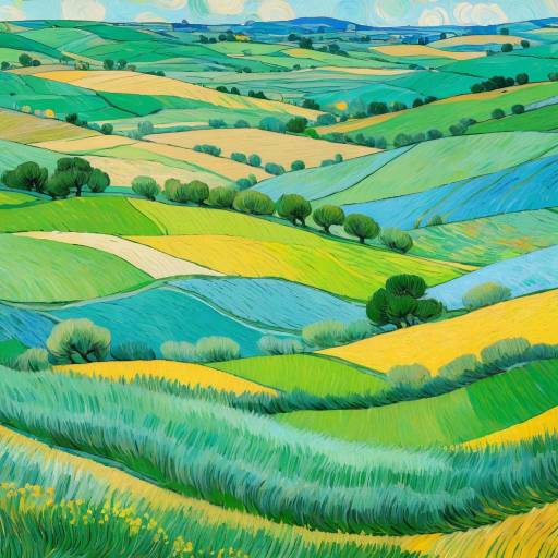 Colorful Rolling Hills in Spring Style