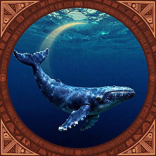 Surreal Whale Crescent Moon Digital Collage