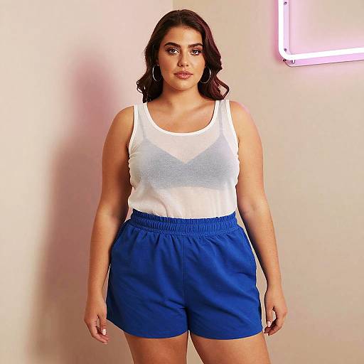 Stocky Chic Woman in Neon Corner