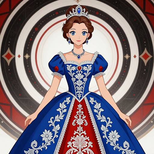 Elegant Anime Princess in Royal Gown