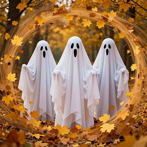 Whimsical Ghosts in Autumn Vortex