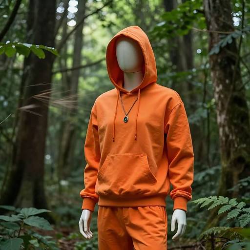 Confident Mannequin in Lush Forest