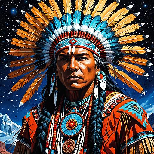 Cosmic Native American Shaman Fantasy Painting