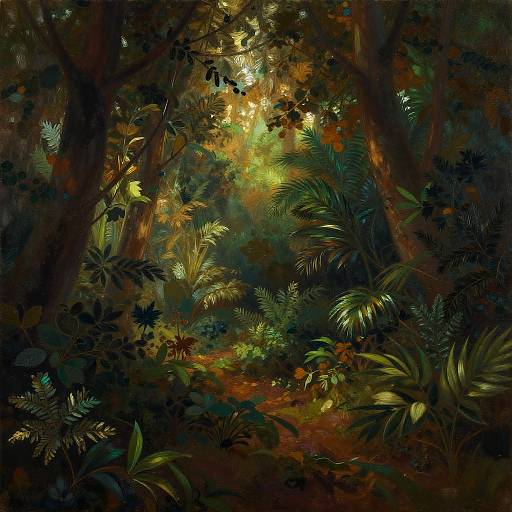 Mystical Forest Old Painting Scene