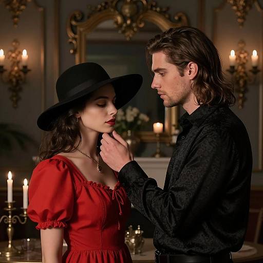 Romantic Portrait in a Dark Room