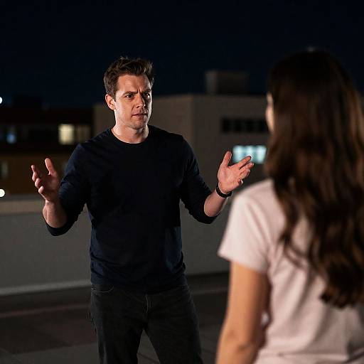 Intense Rooftop Nighttime Encounter