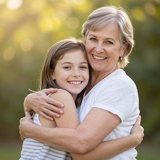 Tender Grandmother and Granddaughter Hug