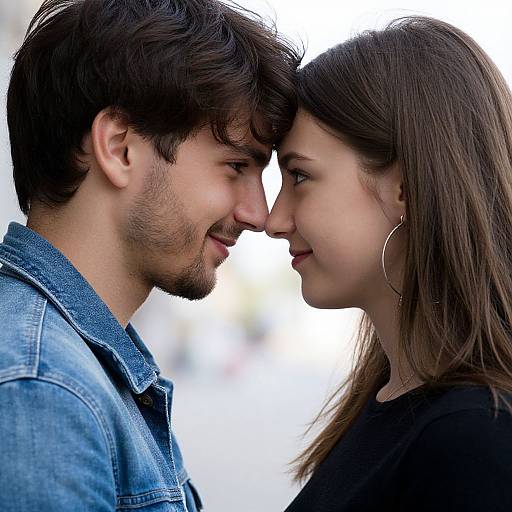 Intimate Close-Up of Young Couple