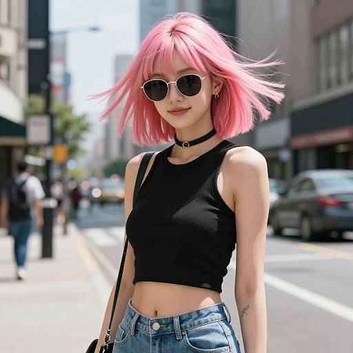 Vibrant Goth Girl in Urban Portrait