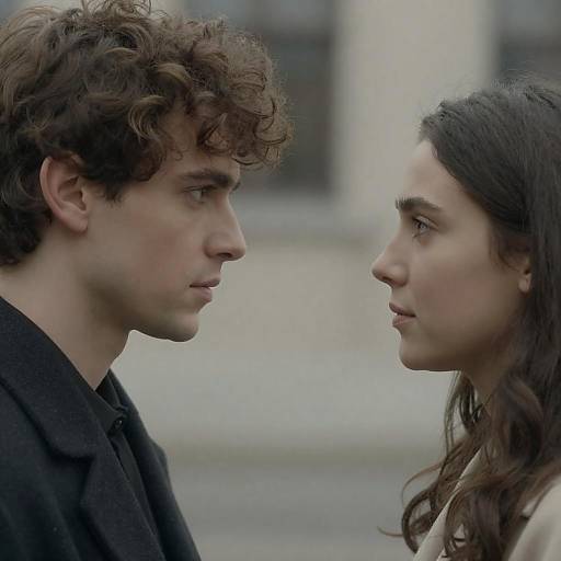 Intense Face-to-Face Moment Between Young Man and Woman