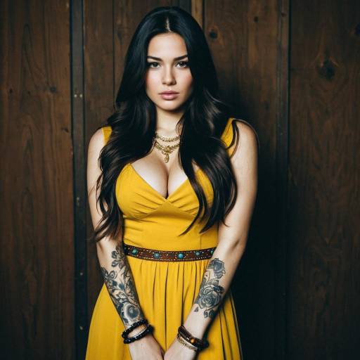 Young Woman in Yellow Dress with Tattoos