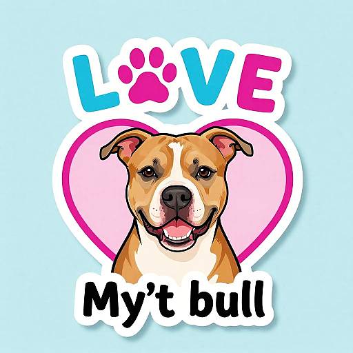 Love My Pit Bull Sticker Design