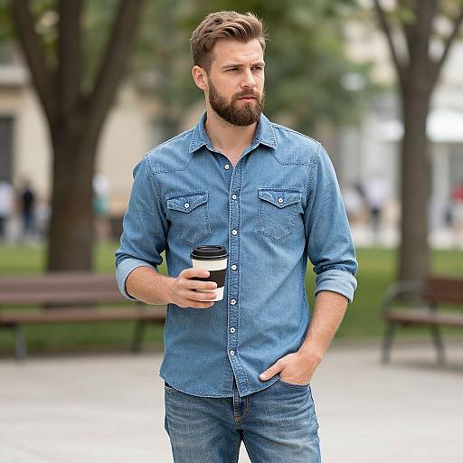 Handsome Bearded Man in Park