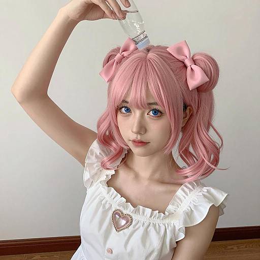 Portrait of Woman with Pink Hair