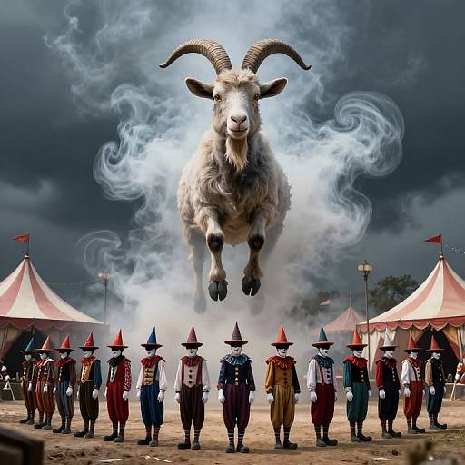 Smoke-Goat Over Surreal Circus
