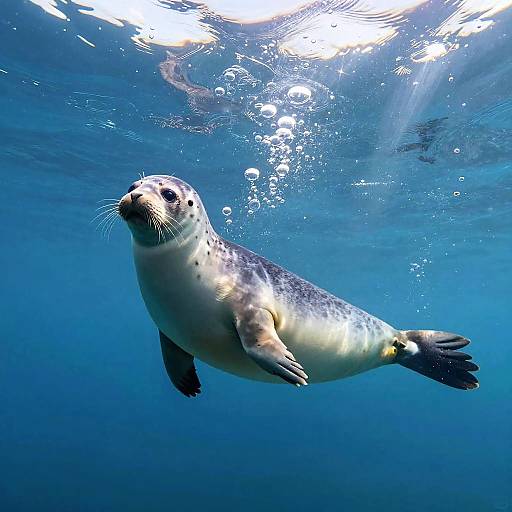 Playful Harp Seal in Turquoise Waters