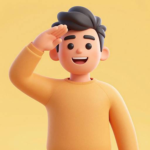 Etched Man Bowing with Hat Salute