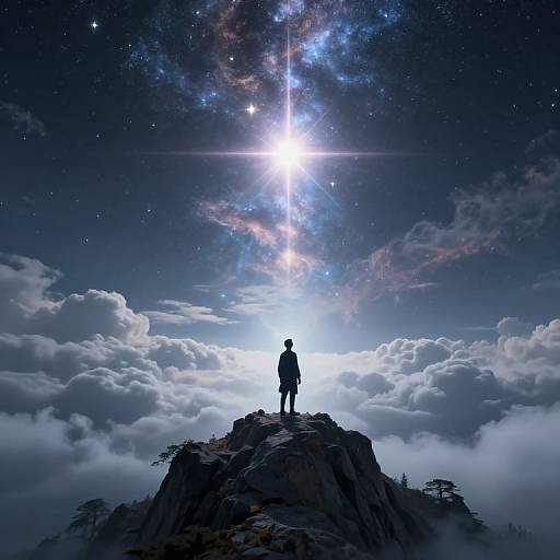 Celestial Starburst Over Rocky Peak