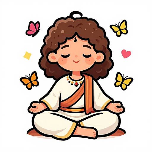 Cute Cartoon Jesus Meditating Art