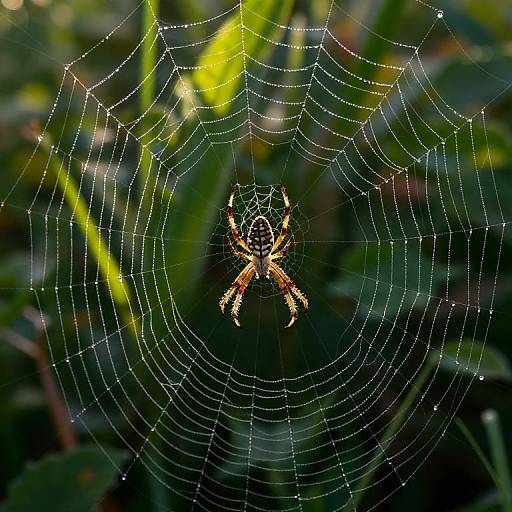 Morning Spider Web from Bug's-Eye View