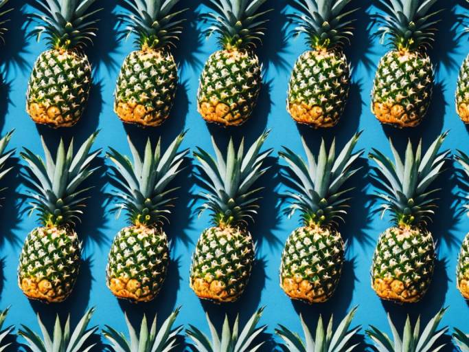 Vibrant Pineapple Pattern on Blue Surface