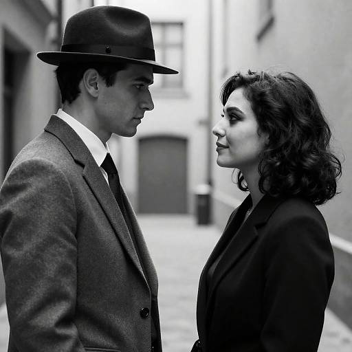 Intimate Moment in Black and White Alley