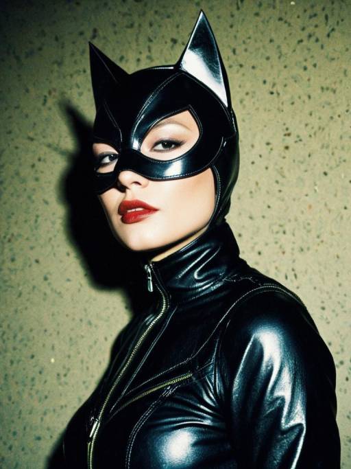 Woman in Black Catwoman Costume