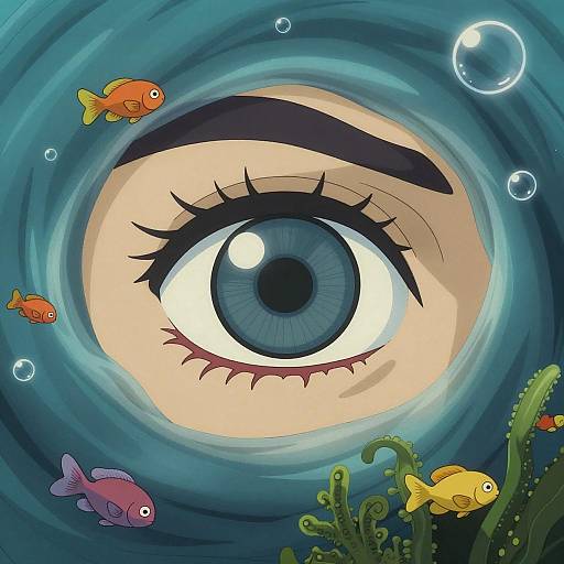 Mystical Sharingan Eye in Aquatic Dreamscape
