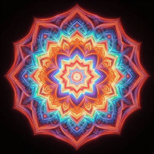 Glowing Symmetrical Multicolored Mandala