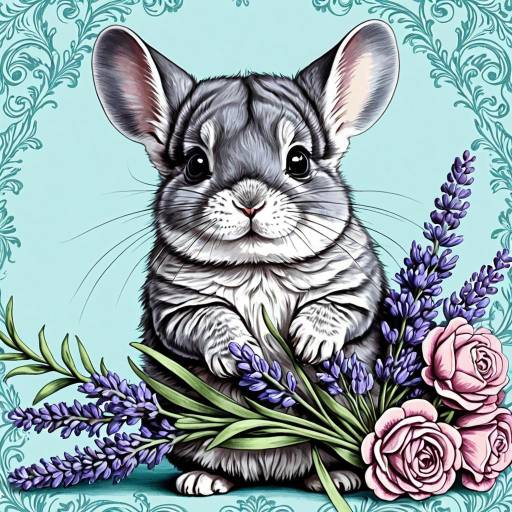 Charming Chinchilla with Lavish Lavender Bouquet