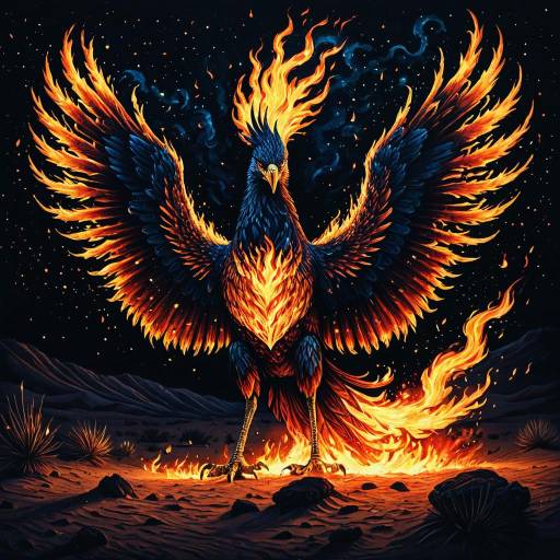 Midnight Desert Phoenix: A Fiery Masterpiece