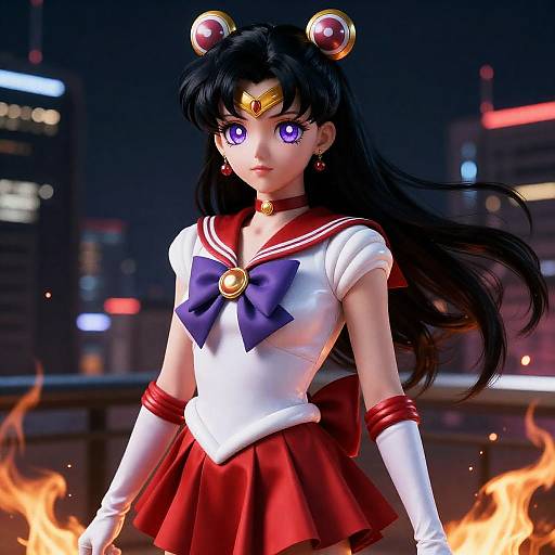 Realistic Girl in Magical Cityscape