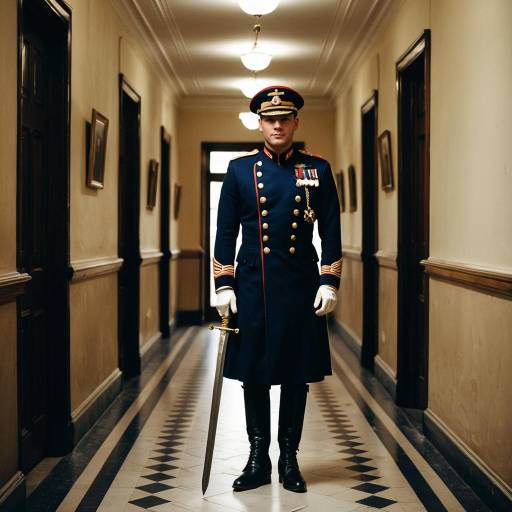 Man in Vintage Military Uniform Holding Sword