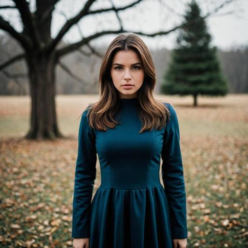 Woman in Blue Dress Outdoors