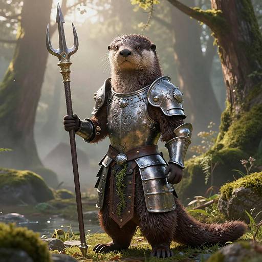 River Otter Paladin in Armor with Trident