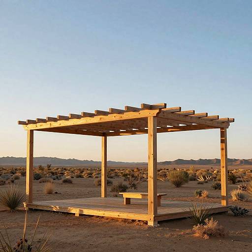 Minimalist Desert Pergola at Sunset