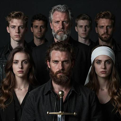 Dramatic Portrait of Serious Companions