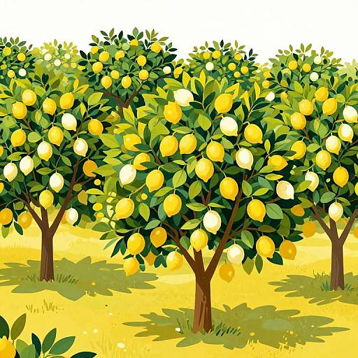 Vibrant Lemon Orchard Flat Design