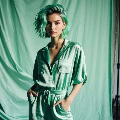 Stylish Mint Green Hair in Editorial Shoot