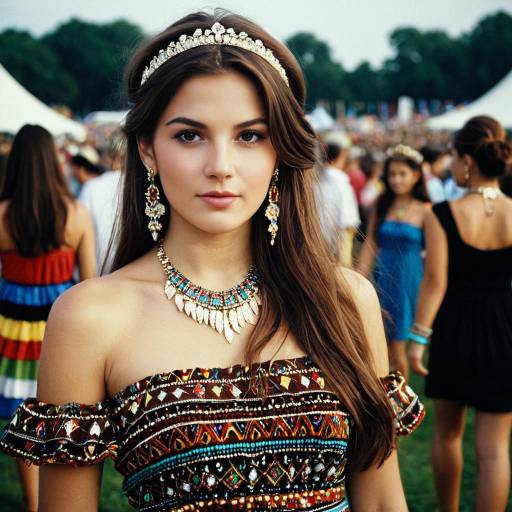 Vibrant Festival Costume with Jewelry