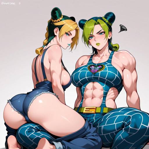 Stylish Jolyne with Colorful Companions
