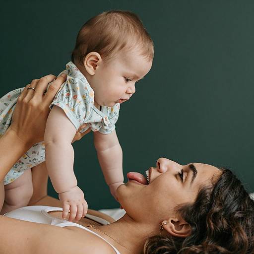 Playful Woman and Baby Close-Up