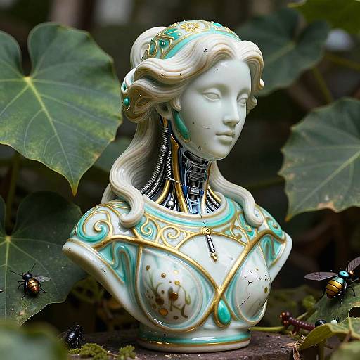 Realistic Porcelain Cyborg Bust Render