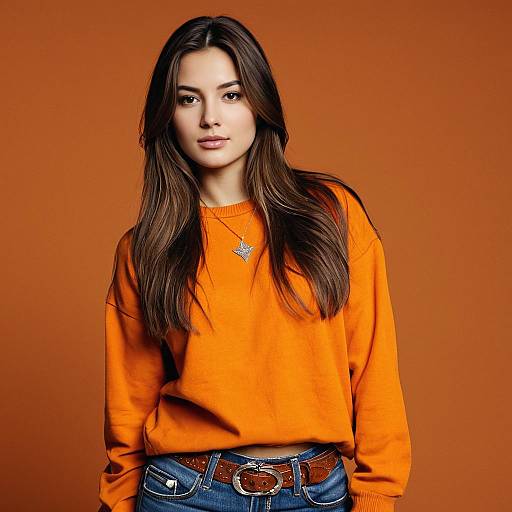 Realistic Solo Girl in Orange Shirt Costume