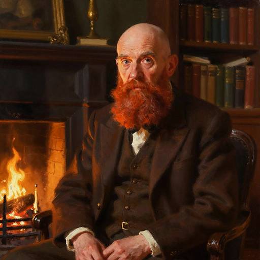 Wise Elderly Man by Fireplace