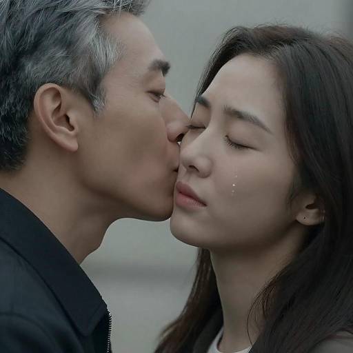 Intimate Close-Up of a Couple's Kiss