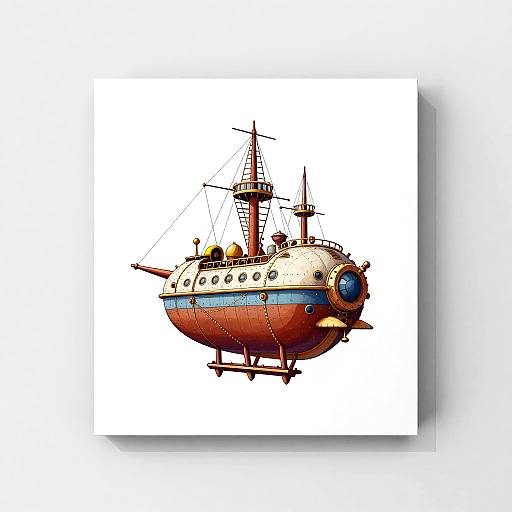 Steampunk Airship Dock Vector Art