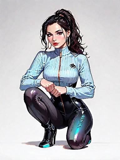 Stylish Woman in Bodycon Outfit and Hoop Earrings